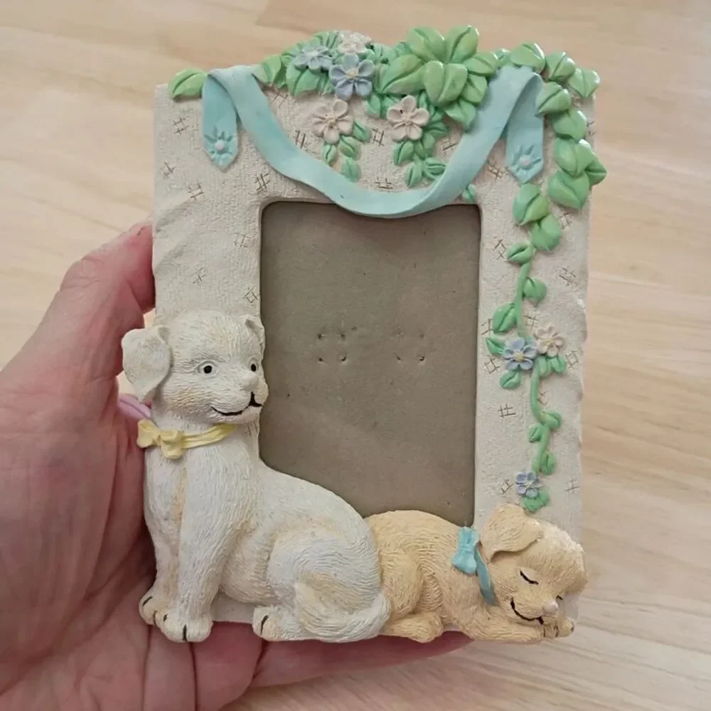 Cute Dogs on Small Resin Picture Frame Colorful